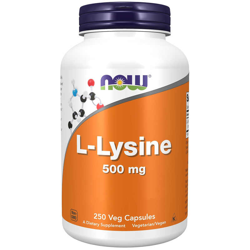 Now Foods, L-Lysine, 500mg, 250 vegan capsules, laboratory tested, amino acid, gluten free, soy free, vegetarian - NewNest Australia