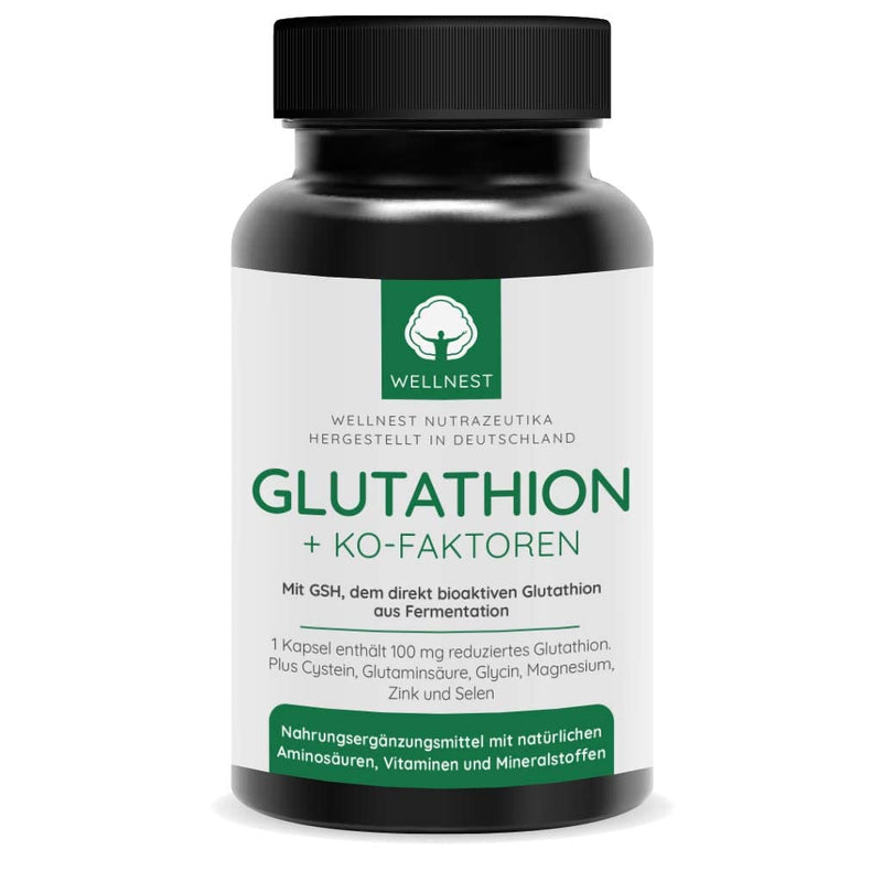 L-Glutathione plus co-factors - Premium: Reduced & bioactive glutathione from fermentation - 180 capsules - High dosage - Vegan - Laboratory tested - NewNest Australia