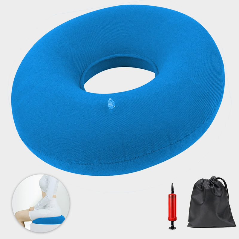 Jhy Hemorrhoid Seat Cushion, Inflatable Seat Cushion, Orthopedic Round Cushion, Soft Seat Ring With Pump For Inflammation, Hemorrhoids, Coccyx Pain, Cysts, Pregnancy, Birth (Blue) - NewNest Australia