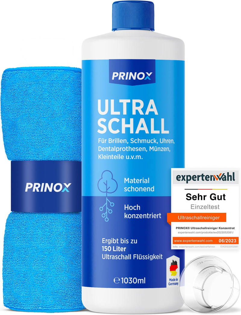 Prinox Ultrasonic Cleaner Concentrate 1030Ml - Extremely Economical - For Glasses, Jewelry, Teeth And Small Parts - For Ultrasound Devices, Ultrasonic Bath 1.03 L (Pack Of 1) - NewNest Australia