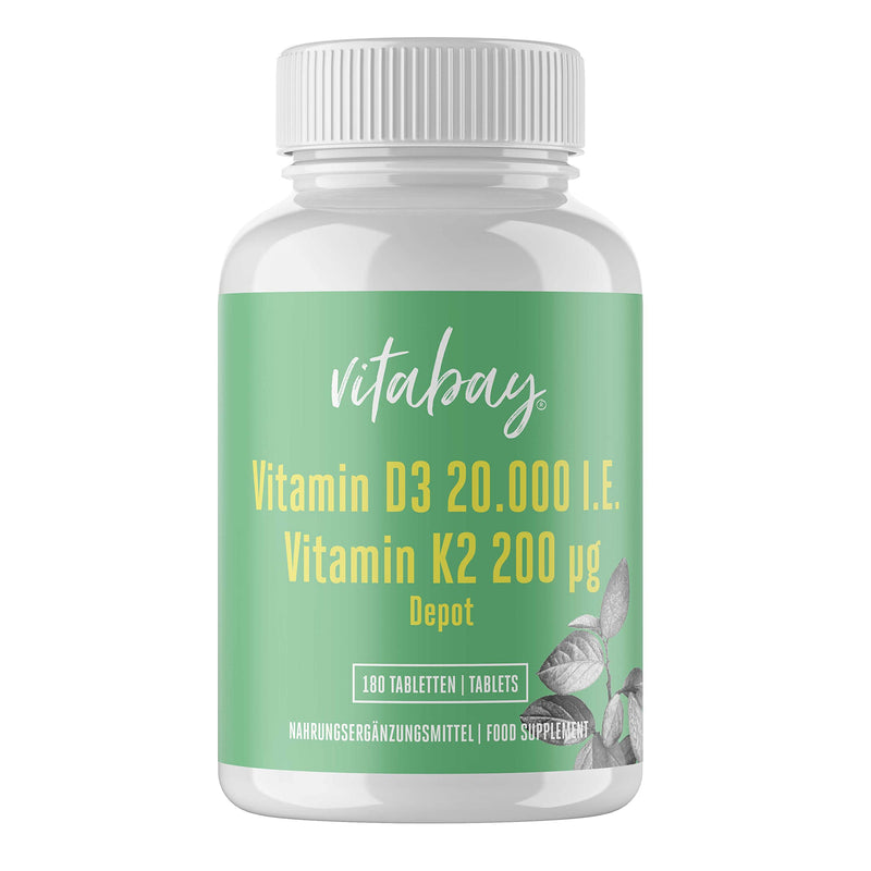 Vitabay Vitamin D3 K2 20000 Iu High Dose - 180 Vegan & Laboratory Tested Vitamin D3K2 Tablets High Dose - Vitamin D Vitamin K2 20000 K Sun Vitamins D3K2 Vitamin D3K2 High D3 K2 - NewNest Australia