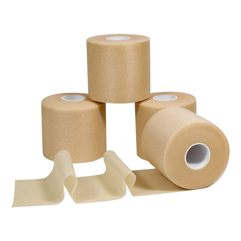 Qigui 4 Rolls Athletic Tape Foam Underwrap Bandage Foam Pre-Wrap Sports Tape For Ankle Wrists Hands And Elbows Knees 2.75 Inches X 89 Feet, Avoid Skin Injuries And Adhesive Residue - NewNest Australia
