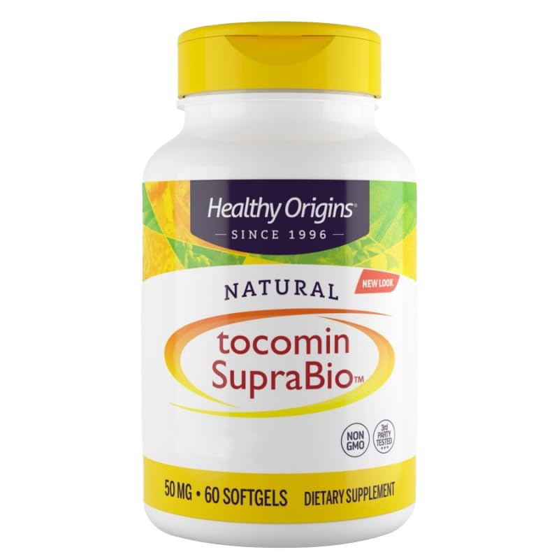 Healthy Origins, Natural Tocomin SupraBio, 50mg, 60 soft capsules, laboratory tested, vitamin E, gluten-free, soy-free, non-GMO - NewNest Australia
