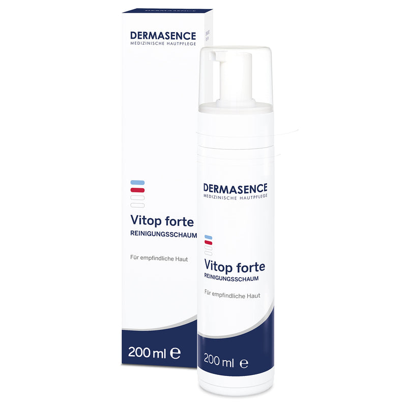 DERMASENCE Vitop forte cleansing foam, 200 ml - mild, soap-free and pH-neutral cleansing for sensitive facial skin with neurodermatitis - with woad, green tea and aloe vera unscented 200 ml (pack of 1) - NewNest Australia