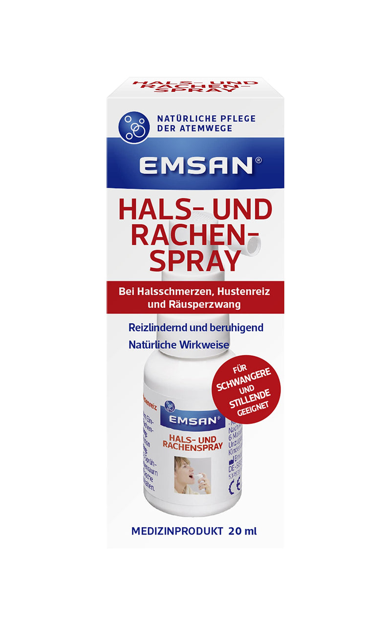 Emsan Throat And Throat Spray, For Sore Throat, Cough Stimulation And Throat Compulsion, Spray With Natural Swelling Salt Against Throat Discomfort, Irritation-Relieving, 20 Ml (Pack Of 1) - NewNest Australia