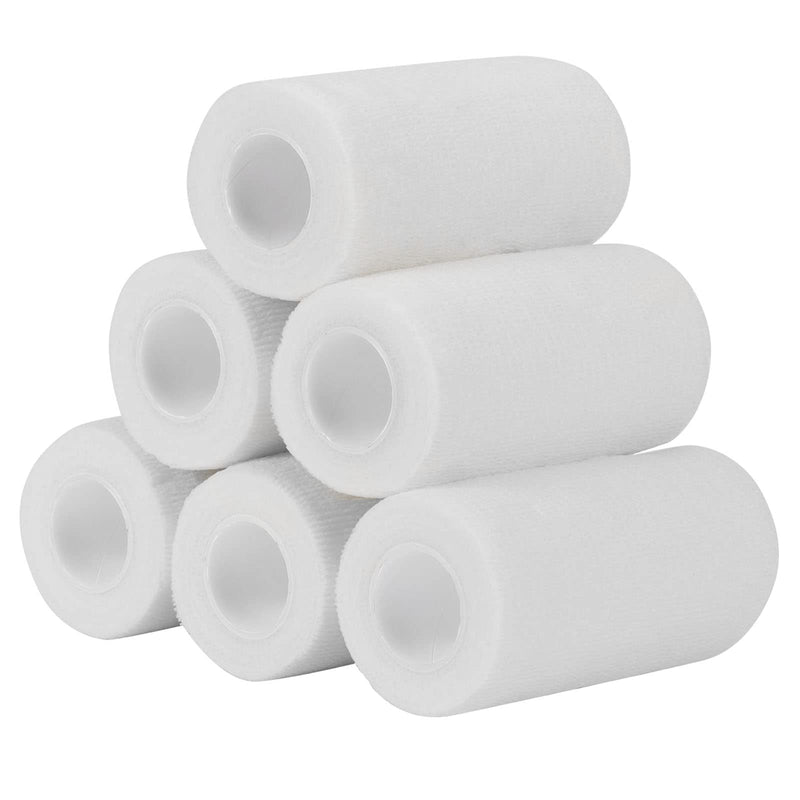 Cohesive Bandage Self-Adhesive 10 Cm X 4.5 M, 6 Rolls Fixation Bandage Self-Adhesive Cohesive Bandage For First Aid Dog Veterinary Wrap Tape Sports Elastic Bandage For Wrist, Feet (White) - NewNest Australia