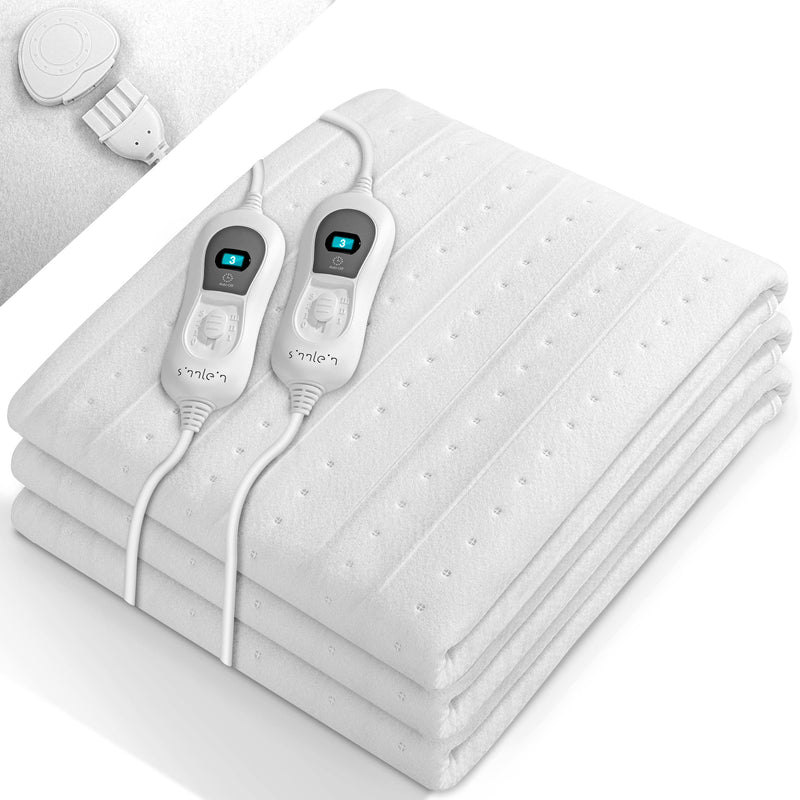 sinnlein double heated underblanket 160x140cm with automatic switch-off and 2 temperature zones | Electric blanket with 3 temperature levels | Heat bed pad for bed | Thermal blanket made of soft fleece without pattern 160 x 140 cm - NewNest Australia