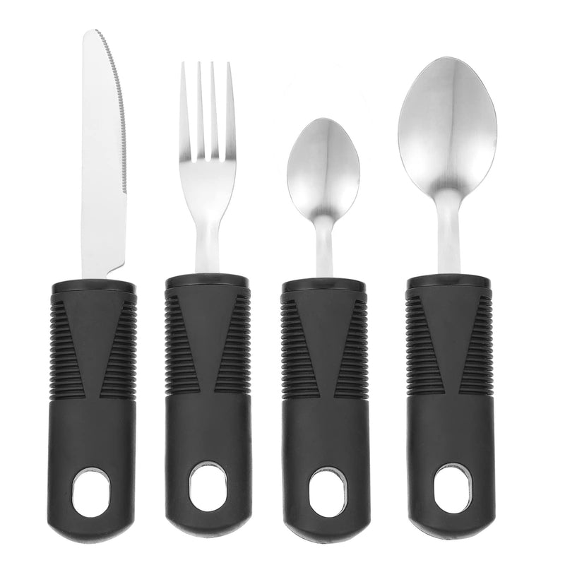 Adaptive Utensils Easy Grip Cutlery: 4 Pieces Bendable Fork Teaspoon Tablespoon Knife Non-Slip Handles For Hand Tremors Arthritis Parkinson'S Or Elderly People - NewNest Australia