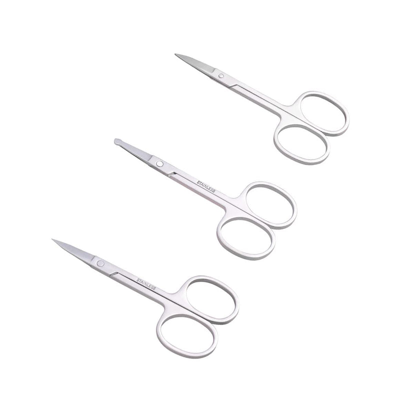 3 Packs Stainless Steel Curved Eyebrow Scissors And Nose Hair Scissors Set, Makeup Scissors For Trimming Facial Hair For Nails, Eyebrows, Beard Scissors, Nose And Ear Hair - NewNest Australia