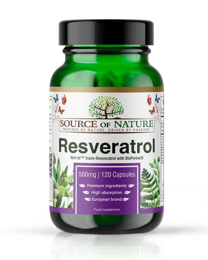 Source of Nature® | TRANS-RESVERATROL 500mg | 120 capsules | 4 month supply | > 98% pure active ingredient made in Europe | High dosage | Vegan | Antioxidant protection 120 pieces (pack of 1) - NewNest Australia