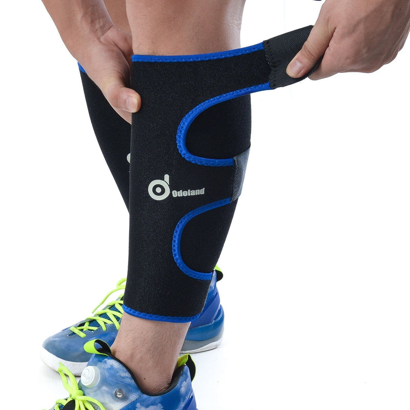 Odoland calf bandage muscle fiber tear, adjustable calf support, sports calf compression stockings without foot, calf compression, shins - 1 pair/blue - NewNest Australia