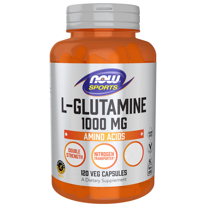 Now Foods, L-Glutamine, Double Strength, 1,000mg, 120 capsules, laboratory tested, amino acid, gluten-free, soy-free, non-GMO - NewNest Australia