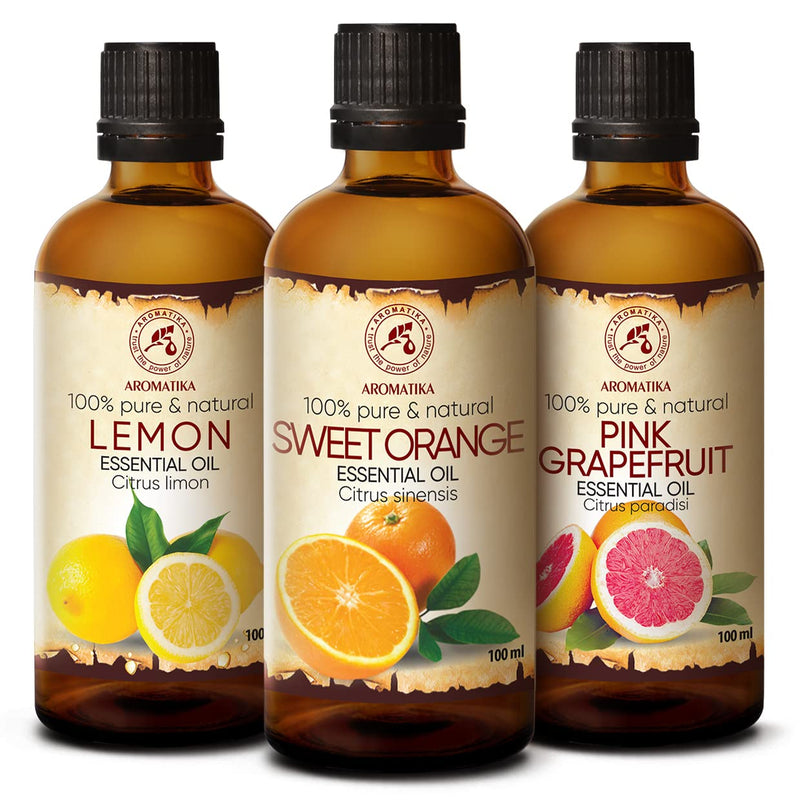 Essential Oils Set 3 X 100 Ml - Lemon Oil - Orange Oil - Grapefruit Oil - Aromatherapy Gift Set - Pure Citrus Oils For Diffusers And Oil Burners - Orange Oil For Soap Making - Oils For Candles - NewNest Australia