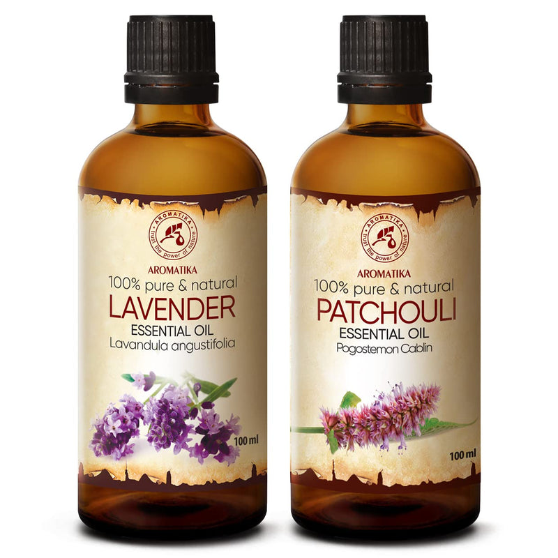 Essential Oils Set 2 X 100 Ml - Aromatherapy With Patchouli Oil And Lavender Oil - Oils For Aroma Diffusers And Soaps - Lavender Oil For Scented Candles And Diy Natural Cosmetics - Patchouli Oil For - NewNest Australia