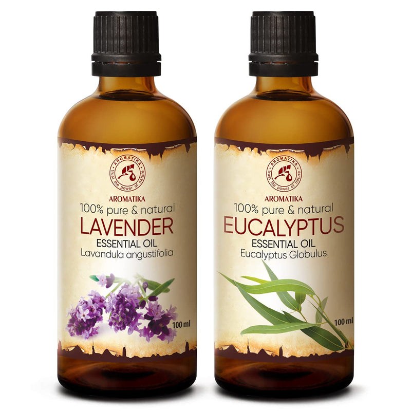 Essential Oils Set 2 X 100 Ml - Lavender Oil And Eucalyptus Oil - Aromatherapy Essential Oils For Diffusers And Oil Burners - Eucalyptus Oil For Scented Candles And Soaps - Lavender Oil For Skin And - NewNest Australia