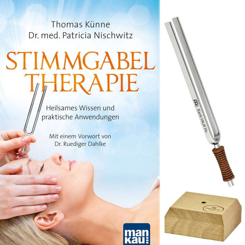 Sonic Energy beginner tuning fork set "Earth" - Om tuning fork in 136.10 Hz - including wooden stand and book for tuning fork therapy (TF-E+BOOK) standard - NewNest Australia