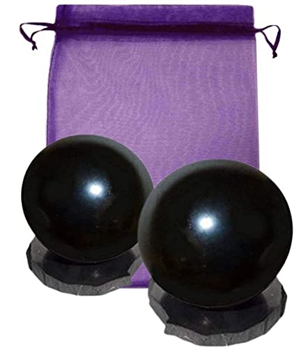 SCHUNGITE 2x Shungite BALL approx. 5cm ENERGY stone from Karelia 8-piece SET HOUSE CLEANING + PROTECTION + NEGATIVE shielding and much more. 2x SCHUNGITE BASE. 2x BAG. 2x DESCRIPTION. 95500-KS5/2 - NewNest Australia