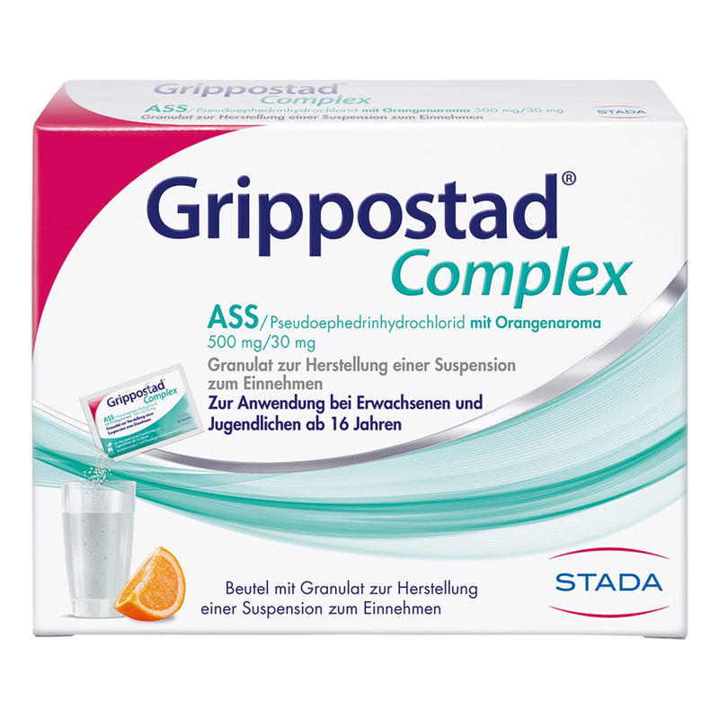 Grippostad Complex - Fast-acting drinking granules for colds, cold-related pain & fever - with acetylsalicylic acid - 1 x 20 bags - NewNest Australia