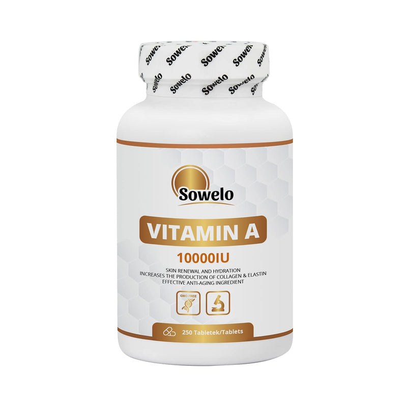Sowelo Vitamin A - 10000 Iu I Anti-Inflammatory And Anti-Seborrheic Properties I Vitamin A High Dosage I Without Unwanted Additives I 250 Tablets 1 Piece (Pack Of 1) - NewNest Australia