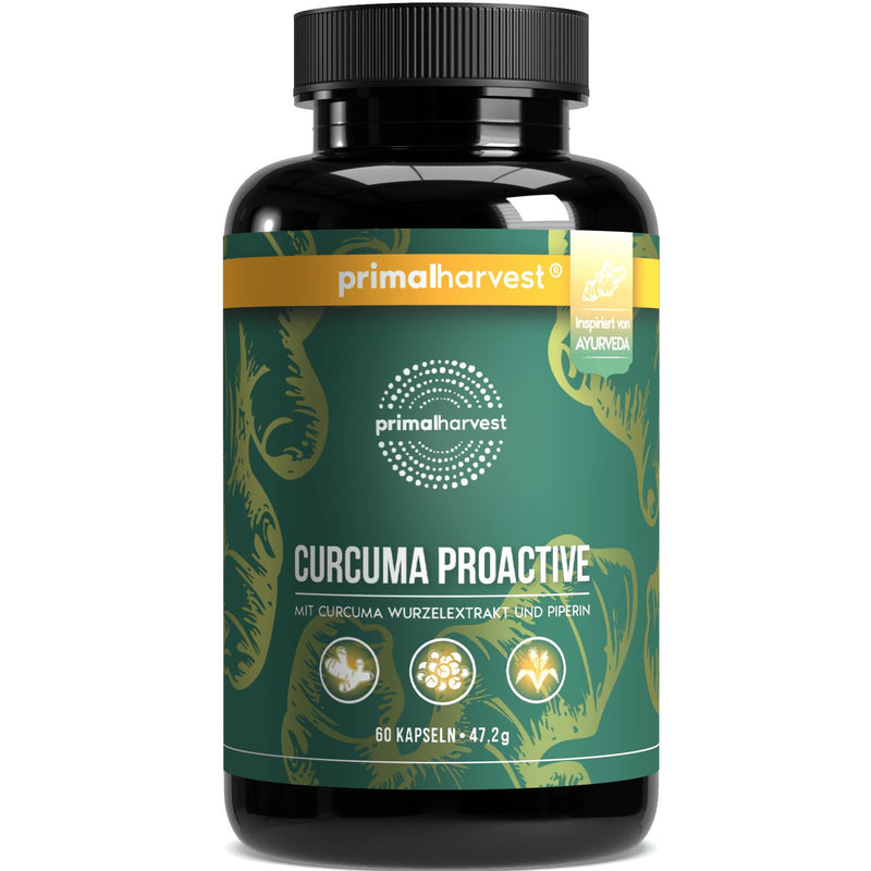 Primal Harvest Curcuma Proactiv - 60 Curcuma Capsules - Curcuma Extract - Organic Curcuma Powder With Bioperine - Turmeric Capsules - 95% Curcumioids - Laboratory Tested Regular - NewNest Australia