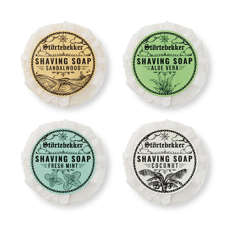 Störtebekker® Premium Shaving Soap Trial Set - Sandalwood, Coconut, Mint, Aloe Vera - Handmade - Perfect for shaving with a safety razor and razor - Vegan shaving soaps for women and men - 70g - NewNest Australia