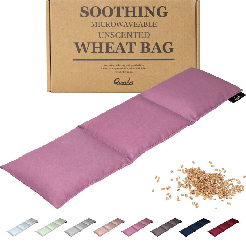 Grain pillow - heat pillow microwave made of cotton 46 x 12 cm - wheat filled - soft spelled pillow for pain relief back, neck and shoulder - great gift - purple - NewNest Australia