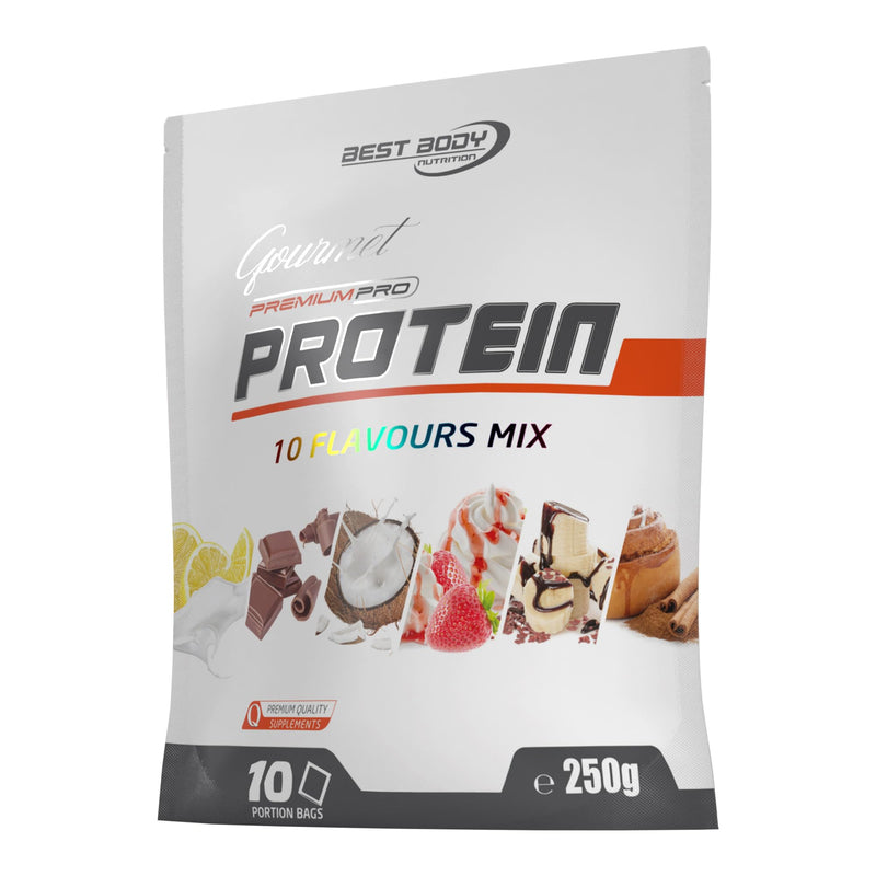 Best Body Nutrition Gourmet Premium Pro Protein, Mix Bag, 4 Component Protein Shake: Caseinate, Whey Concentrate, Whey Isolate, Egg Protein, 10 X 25 G Portion Bags (250 G) - NewNest Australia