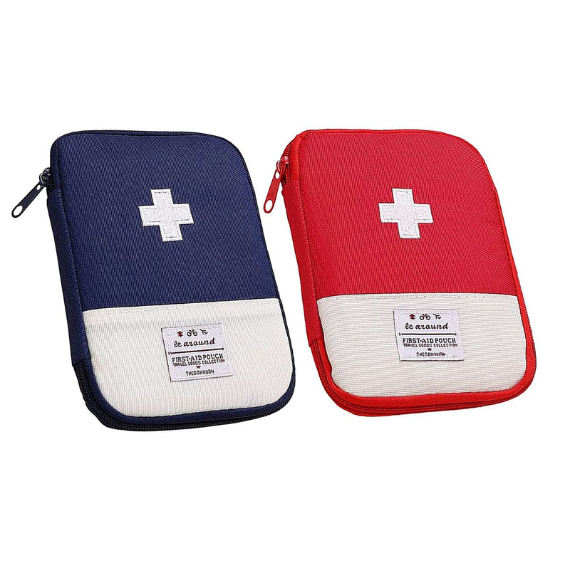 Kanyka Pack Of 2 Small Mini First Aid Bag Empty Travel Pharmacy Waterproof Children'S Emergency Box Pharmacy Bag Emergency Bag For The Office, Travel, Camping, Red - NewNest Australia