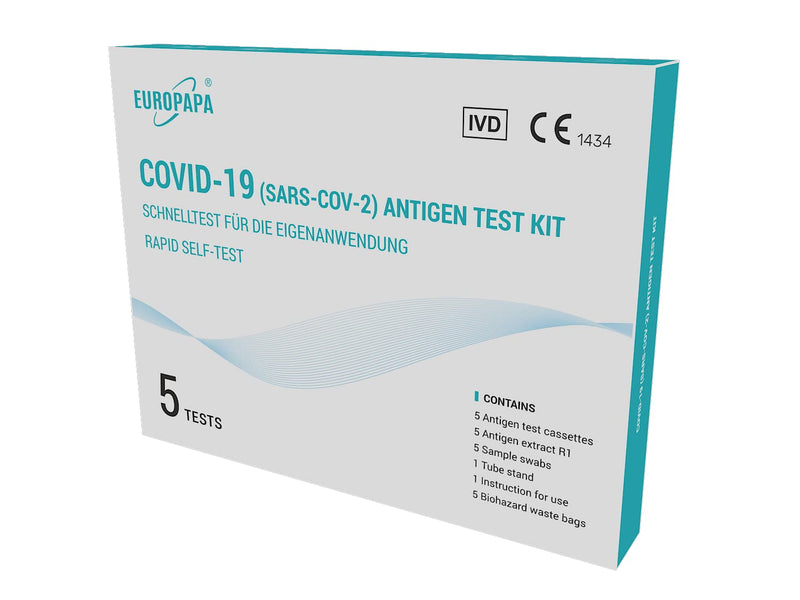 Europapa 5 X Corona Lay Test Self-Test Covid-19 Antigen Test For Sars-Cov-2 Quick Test For Self-Use Test Cassettes Sample Swabs Antigen Extract Individually Packed - NewNest Australia