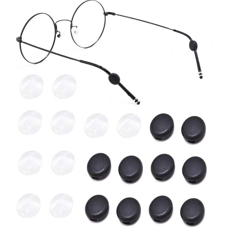 Anti-slip glasses ear hooks, silicone round 10 pairs of comfort silicone anti-slip holders for glasses, for sports glasses temple tip, black/white black/white - NewNest Australia