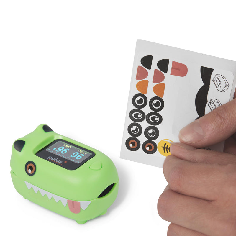 Pulox PO-230 in green, pulse oximeter for children, with adhesive pattern, measurement of oxygen saturation and heart rate - NewNest Australia