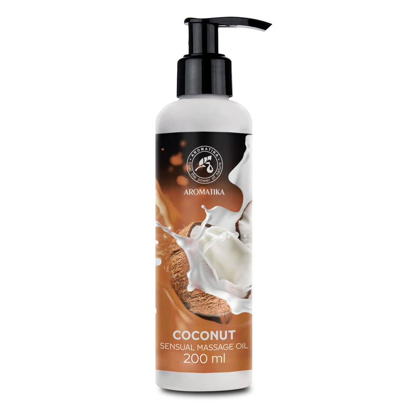 Sensual Massage Oil Coconut 200 Ml - Body Massage Oil With Almond Oil And Grape Seed Oil - Edible - Edible - Kissable Massage Oil - Relaxation Massage Oil - For All Skin Types - Love Oil - Coconut Oil - NewNest Australia