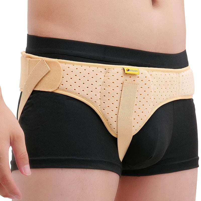 Tenbon Hernia Belt for Men, Inguinal Hernia Support, Medical Hernia Protection, Groin Brace for Single Sports Hernias, Adjustable Waist Belt with Removable (Beige, L) Beige - NewNest Australia