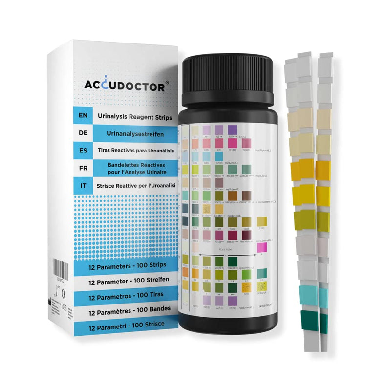 100 X Accudoctor Urine Test Strips 12 Indicators Ph Glucose Ketone Protein Diet Urine Tester Test Strips Urine Test Strips Health Test Urine Analysis Urine Analysis Strips Kit 100 Pieces - NewNest Australia