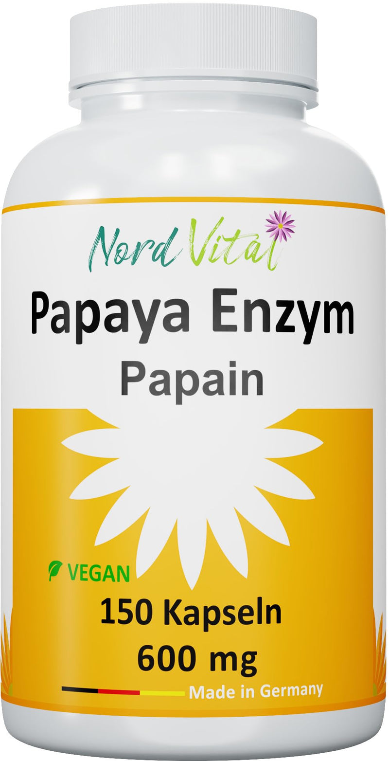 Papaya Enzymes - High Dose! - 150 Capsules - 1800 Mg Papain Per Daily Dose - 6 Million Units/G Enzyme Activity - Vegan - Natural Enzyme From Papaya Extract - German Production - NewNest Australia