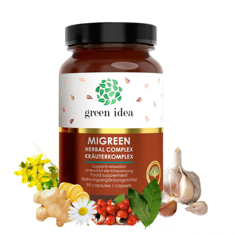 Migreen - Relief From Headaches And Migraines | 100% Natural Powerful Herbal Complex | Safe Alternative | With Regular Use Decreases Frequency | No Side Effects 90 Caps. - NewNest Australia