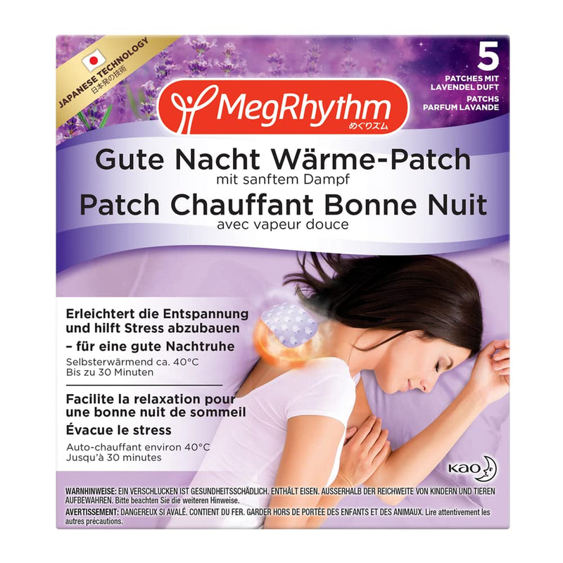 MegRhythm Good Night Heat Patch - Contents: 5 warming neck patches - Relaxation and helps reduce stress - With lavender scent - NewNest Australia
