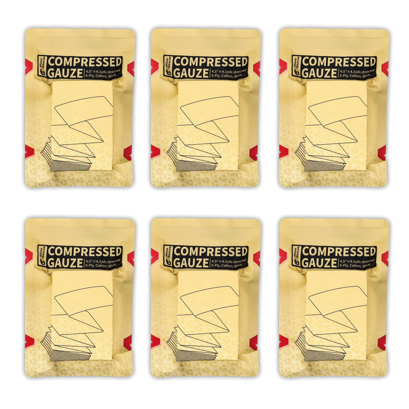 Rhino Rescue Gauze Dressing, First Aid And Trauma Kit, Sterile Emergency Dressing For Emergency Wound Care, Haemostatic Control Bandage, 4.5 X 13.5 Inches (Pack Of 6) - NewNest Australia