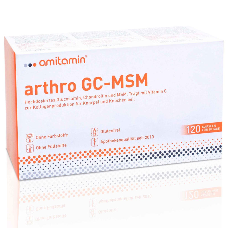 Amitamin Arthro Gc Msm Glucosamine & Chondroitin, German Pharmacy Quality, 120 Capsules, Individually Hygienically Packed, Joint Food Without Dyes, Fillers Or Artificial Sweeteners - NewNest Australia