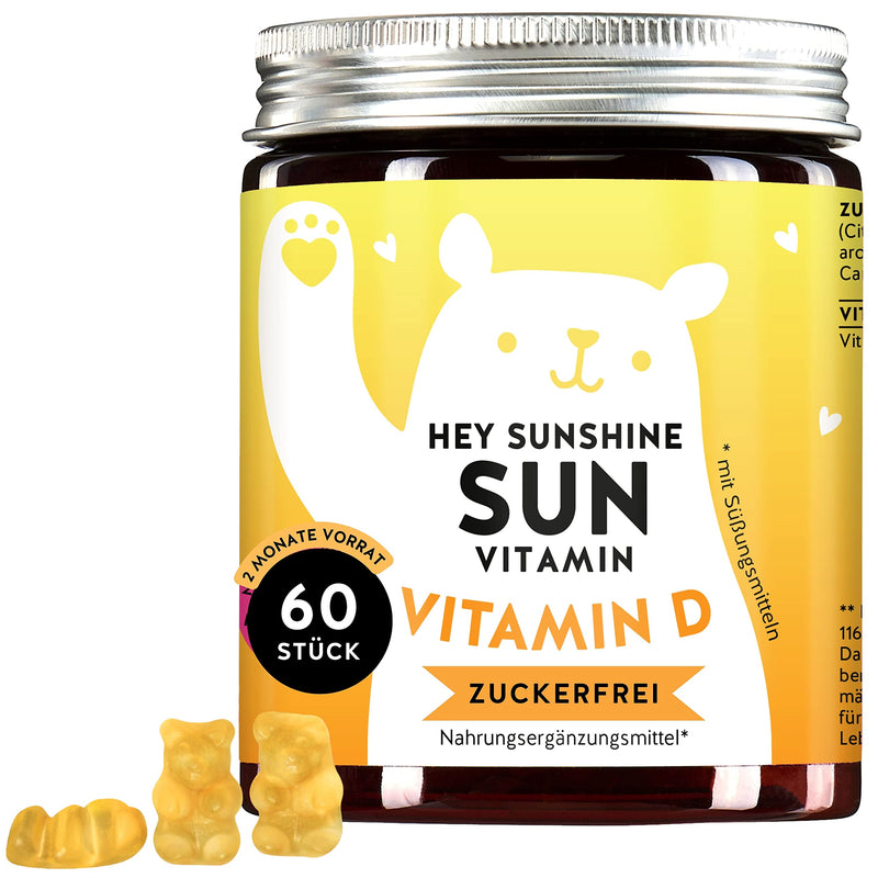 Vitamin D3 For Bones And Immune System, Alternative To Tablets And Drops, Vitamin D, High Dose, Sugar-Free Gummy Bears, Pack Of 60 For 2 Months, Hey Sunshine Sun Vitamin Bears With Benefits - NewNest Australia
