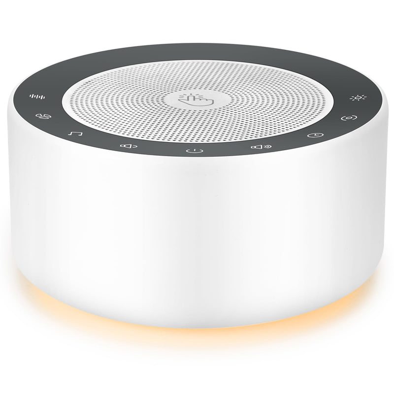 White noise machine with 30 high-fidelity soundtracks, 7 colors night lights, full-touch cloth grid and buttons, timer and memory functions, plug-in, sound machine for babies, adults (white) White - NewNest Australia