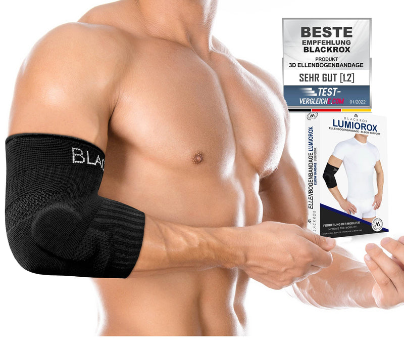 Blackrox Lumiorox Elbow Support For Men And Women Bodybuilding Sports Fitness Silicone Pad Left Right Double-Sided Compression Strength Sports Elbow Bandage (L, Black) - NewNest Australia