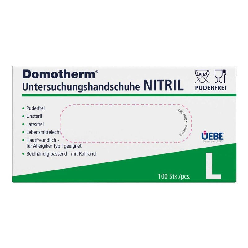 Uebe Medical GmbH Domotherm Unt.gloves Nitrile Non-Sterile Pf L 100 pcs - NewNest Australia