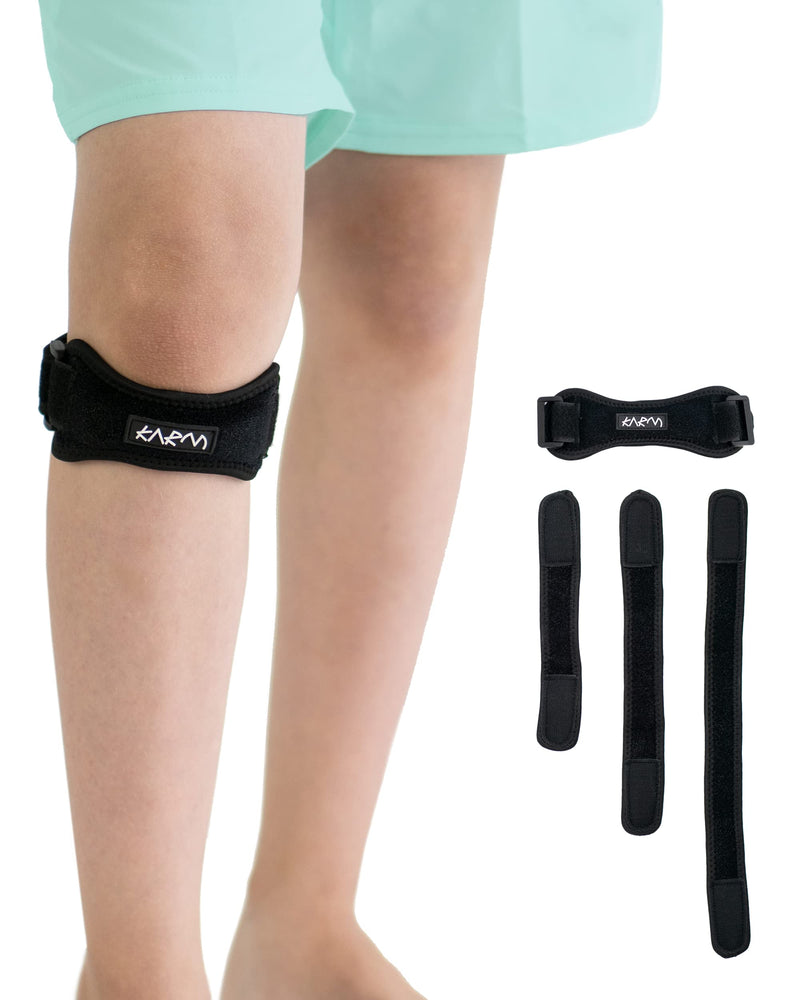 Karm Knee Support For Kids - Osgood Schlatter Knee Support For Girls And Boys | Junior Teenager Patella Tendon Knee Strap | Arthritis Pain & Knee Pain & Sports (1 Piece, Black) - NewNest Australia