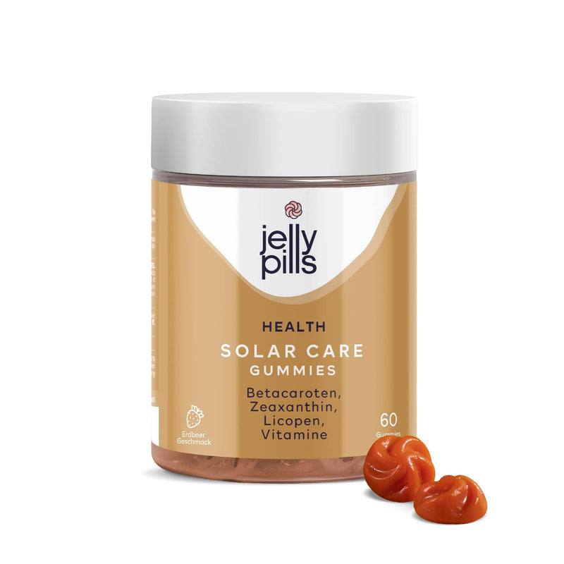 Jelly Pills® Beta Carotene Tanning Sommies with Lycopene, Copper and Vitamins A, C and E - No Added Sugar - 60 Vegan Tanning Booster Gummy Bears with Strawberry Flavor - NewNest Australia