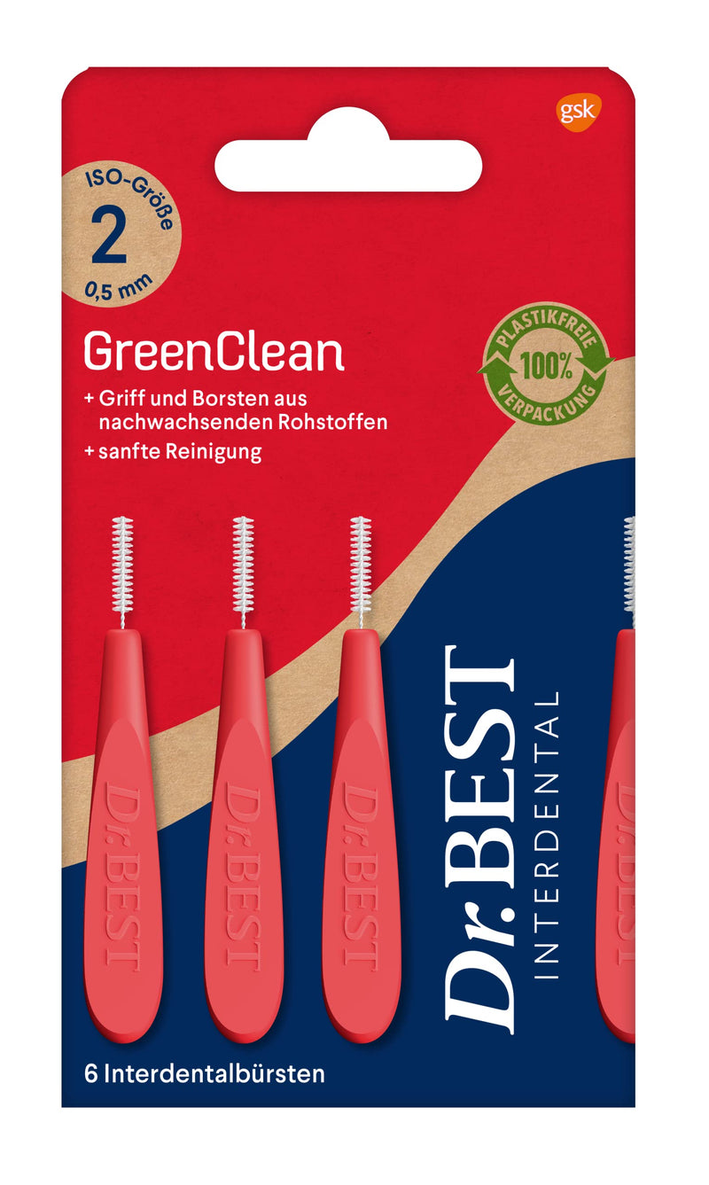 Dr.BEST GreenClean Interdental, Size 2, 6 pieces - interdental brushes for gentle cleaning of the spaces between the teeth, 6 pieces (pack of 1) - NewNest Australia