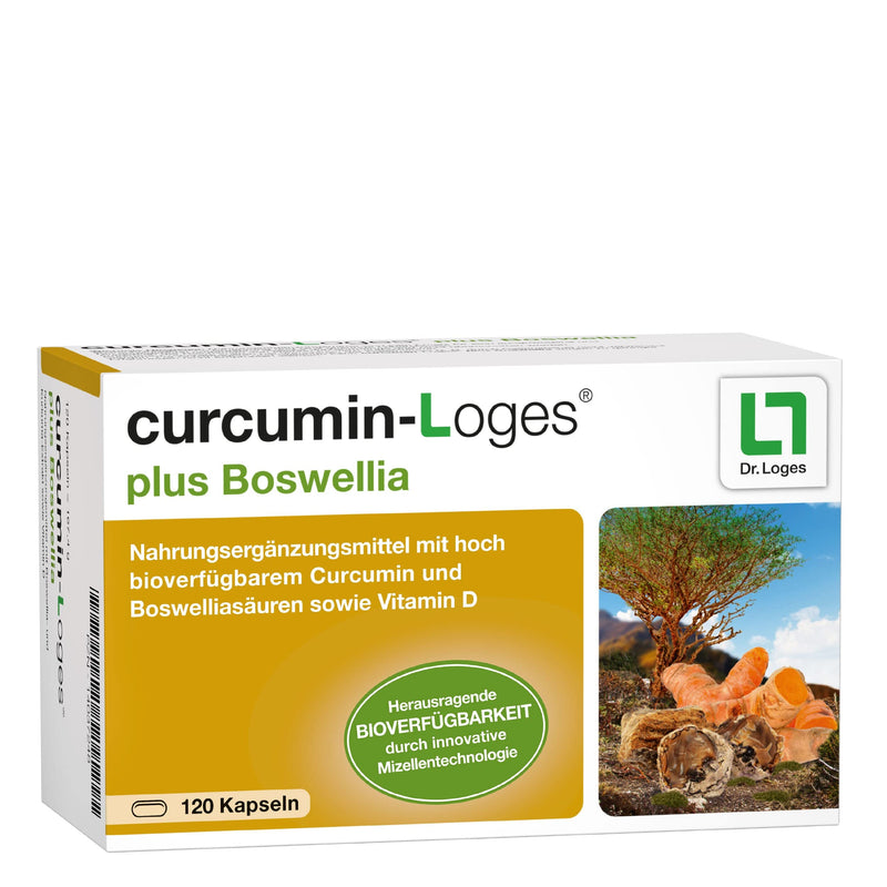curcumin-Loges® plus Boswellia - 120 capsules - dietary supplement with highly bioavailable curcumin and boswellia acids as well as vitamin D 120 pieces (pack of 1) - NewNest Australia