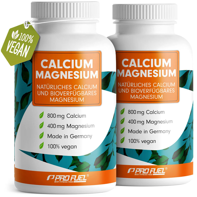 Calcium & Magnesium 2x120 capsules, vegan & high dose with 800mg calcium + 400mg magnesium per day - high bioavailability thanks to natural calcium from red algae and magnesium citrate - Made in Germany 2x 120 capsules - NewNest Australia