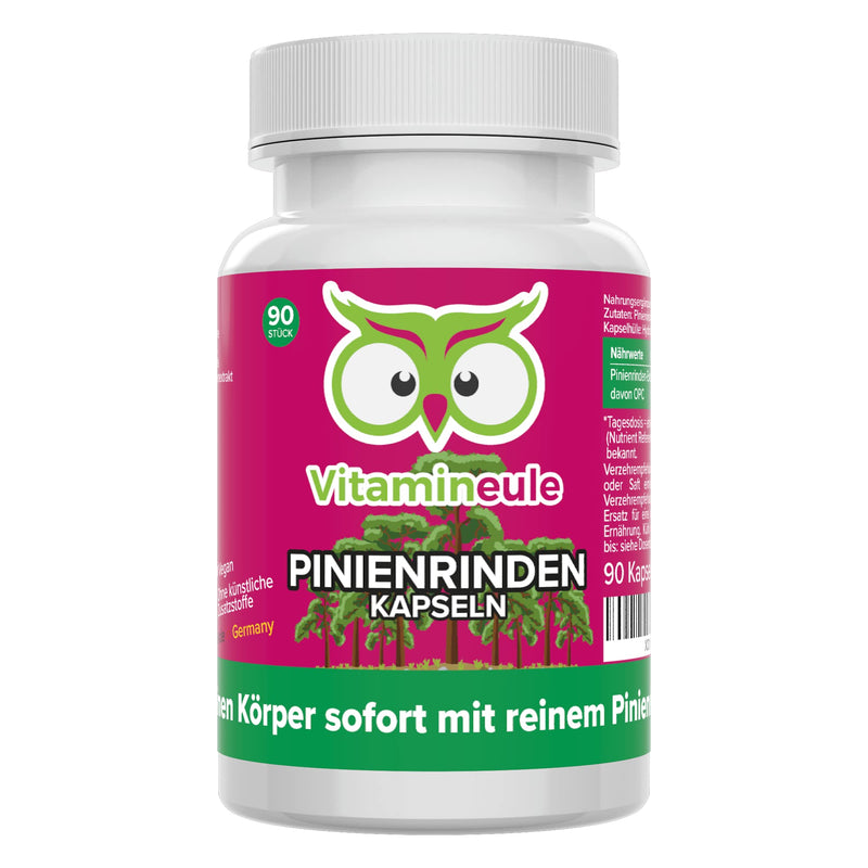 Pine bark extract capsules - high dosage - 500 mg pure OPC - 527 mg extract - quality from Germany - without additives - vegan - laboratory tested - strong antioxidant - Vitamineule® - NewNest Australia