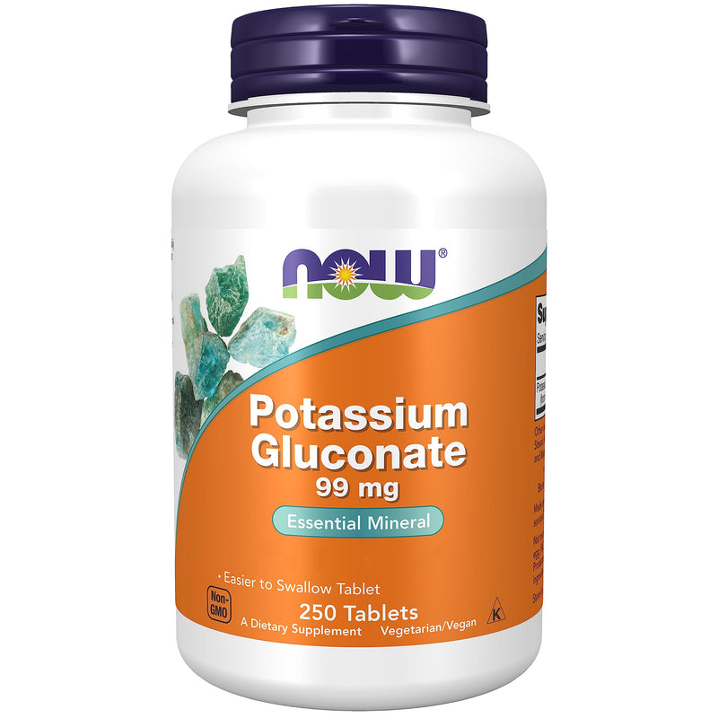 Now Foods Potassium Gluconate (potassium gluconate), 99 mg, 250 vegan tablets, laboratory tested, gluten-free, soy-free, vegetarian, non-GMO, for blood pressure, muscles and nerves, undiminished 240 g (pack of 1) - NewNest Australia